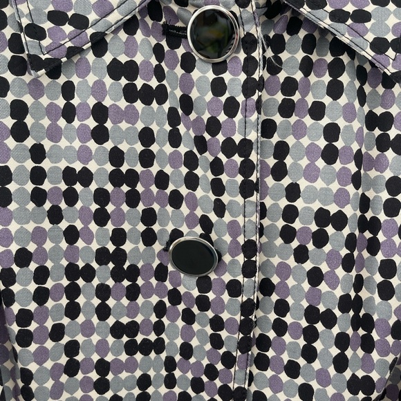 Apt. 9 Purple, Black and White Polka Dot Trench Coat - Picture 3 of 6